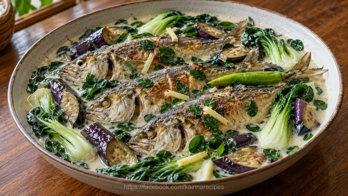 Creamy Coconut Milk Fish Stew (Ginataang Isda with Eggplant and Bok Choy)