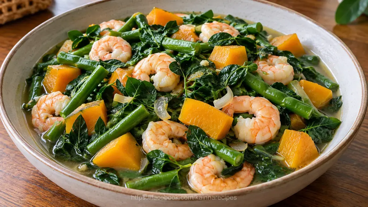 Ginisang Sitaw Kalabasa at Malunggay with Shrimp