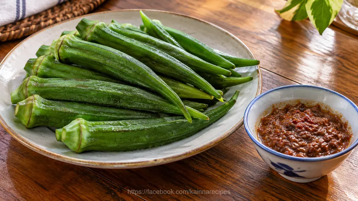 Steamed Okra and Bagoong