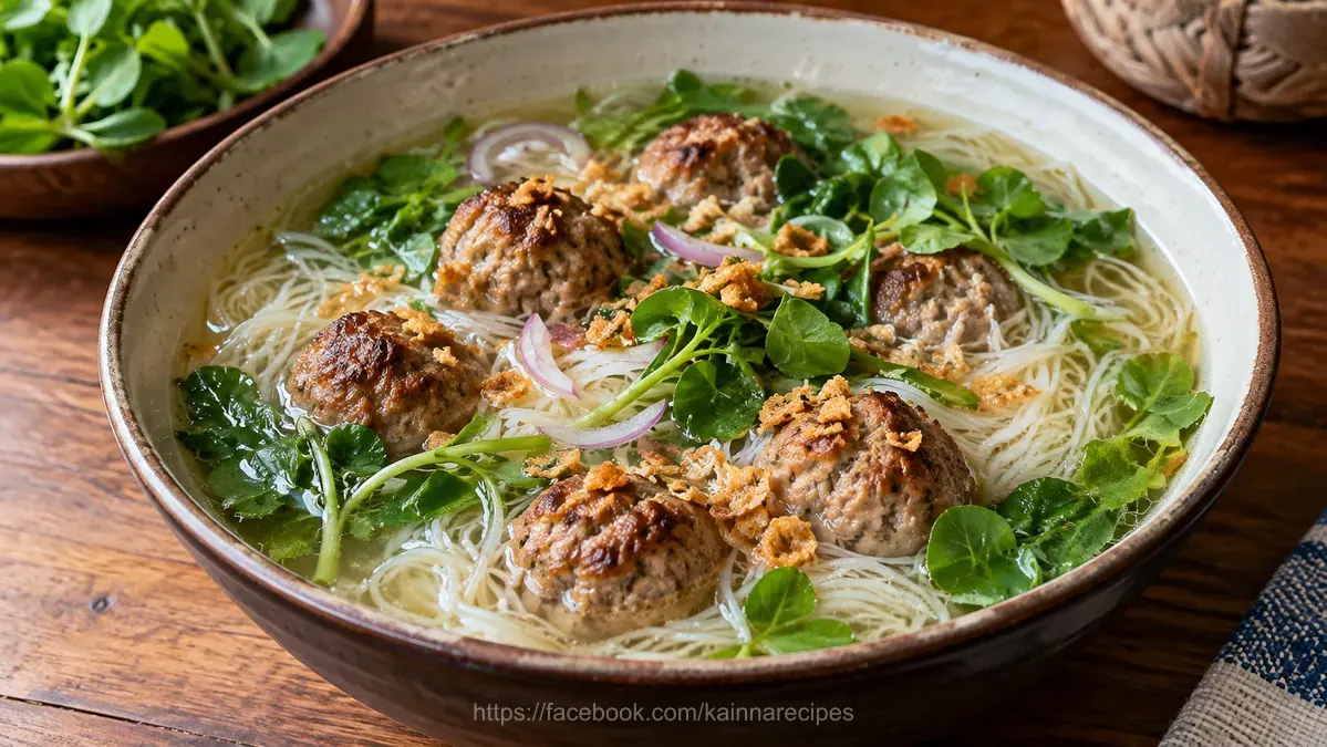 Meatball with Misua and Watercress