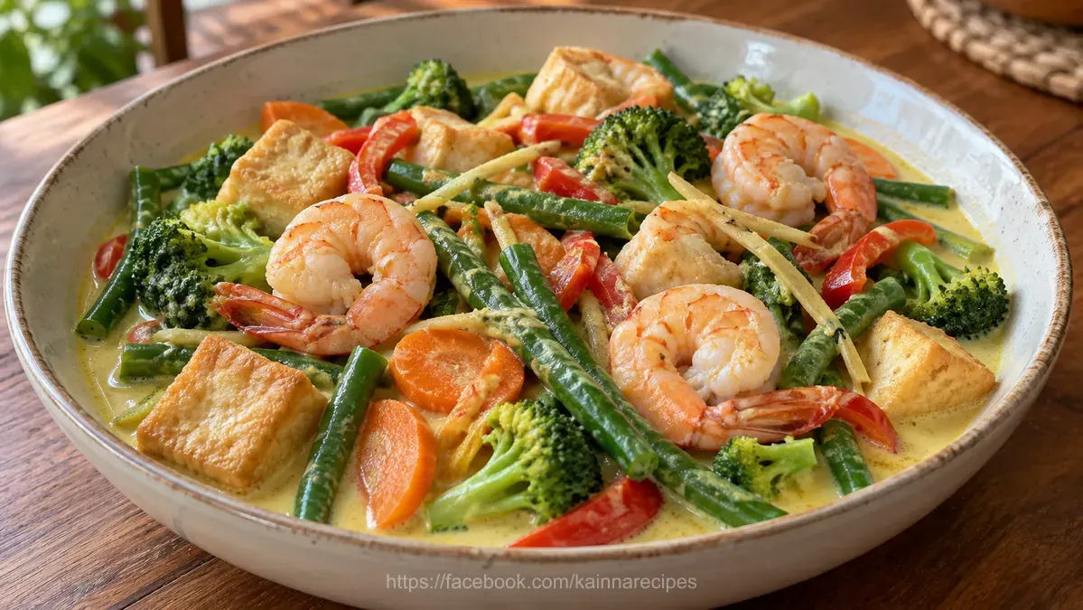 Healthy Ginataang Gulay with Tofu and Shrimp