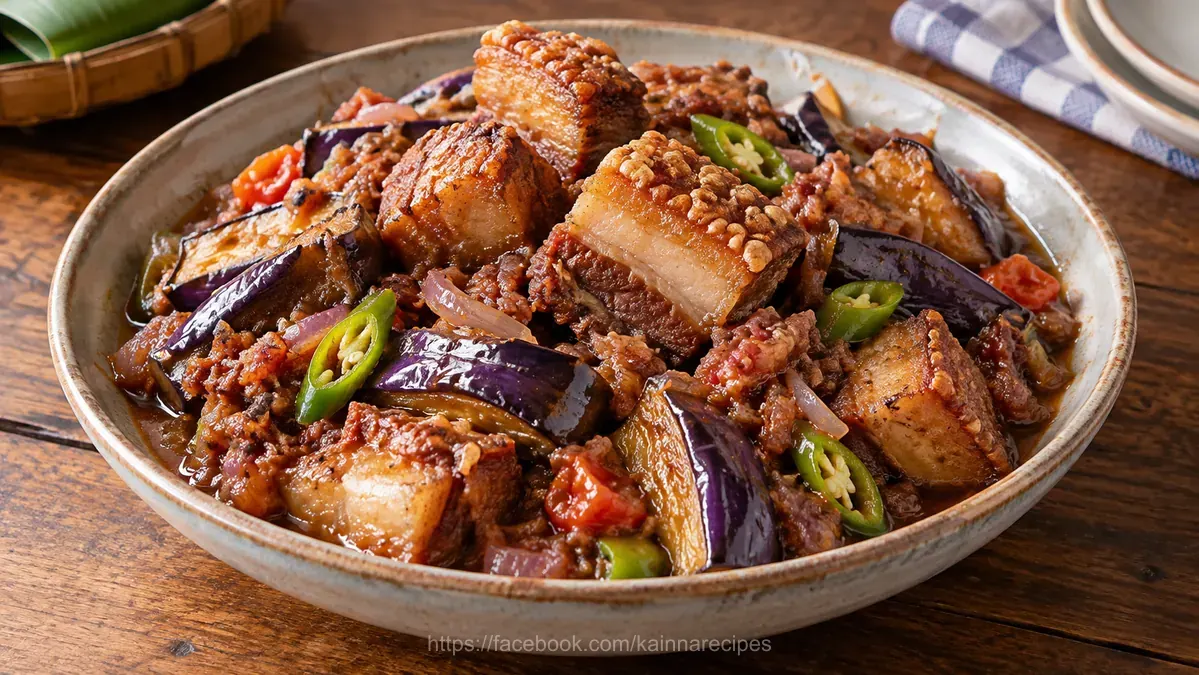 Binagoongan Bagnet with Talong