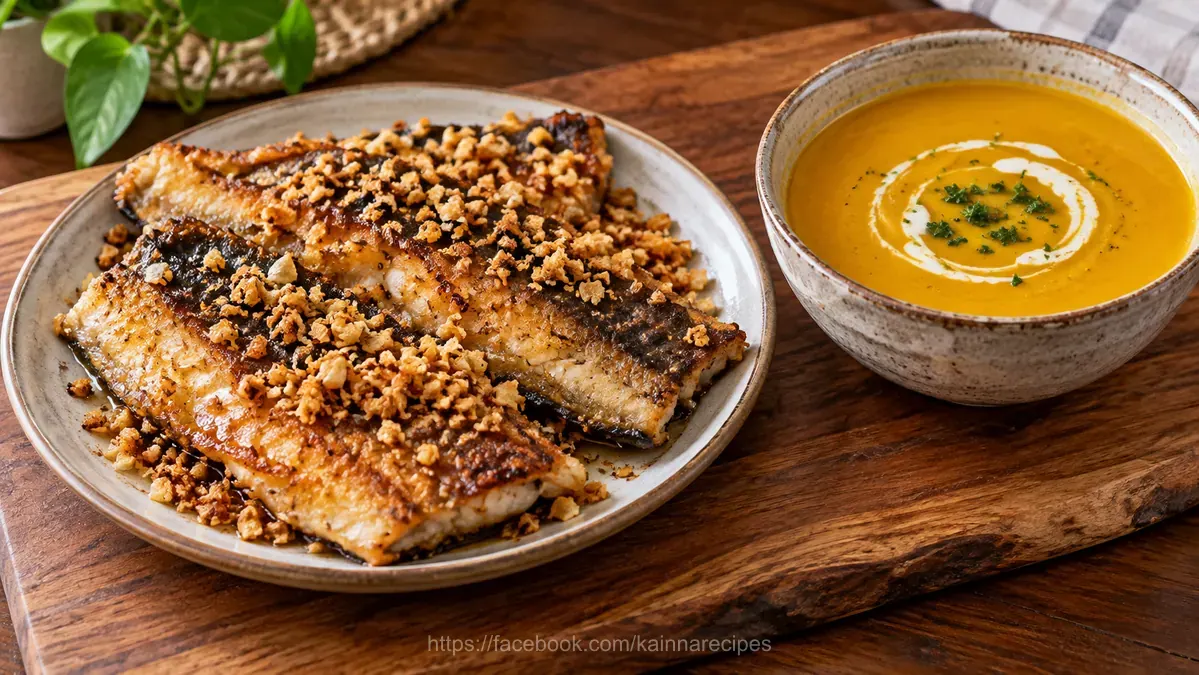 Crispy Garlic Bangus and Cream of Pumpkin Soup