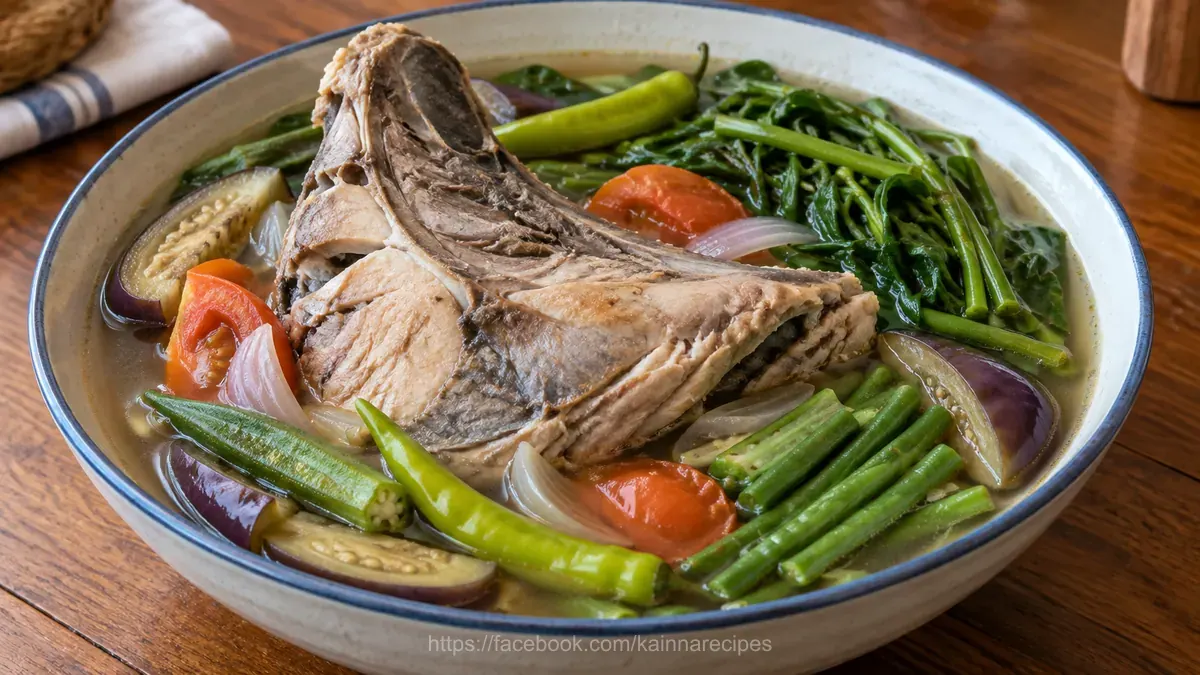 Sinigang na Panga ng Tuna (Tuna jaw cooked in sour broth)