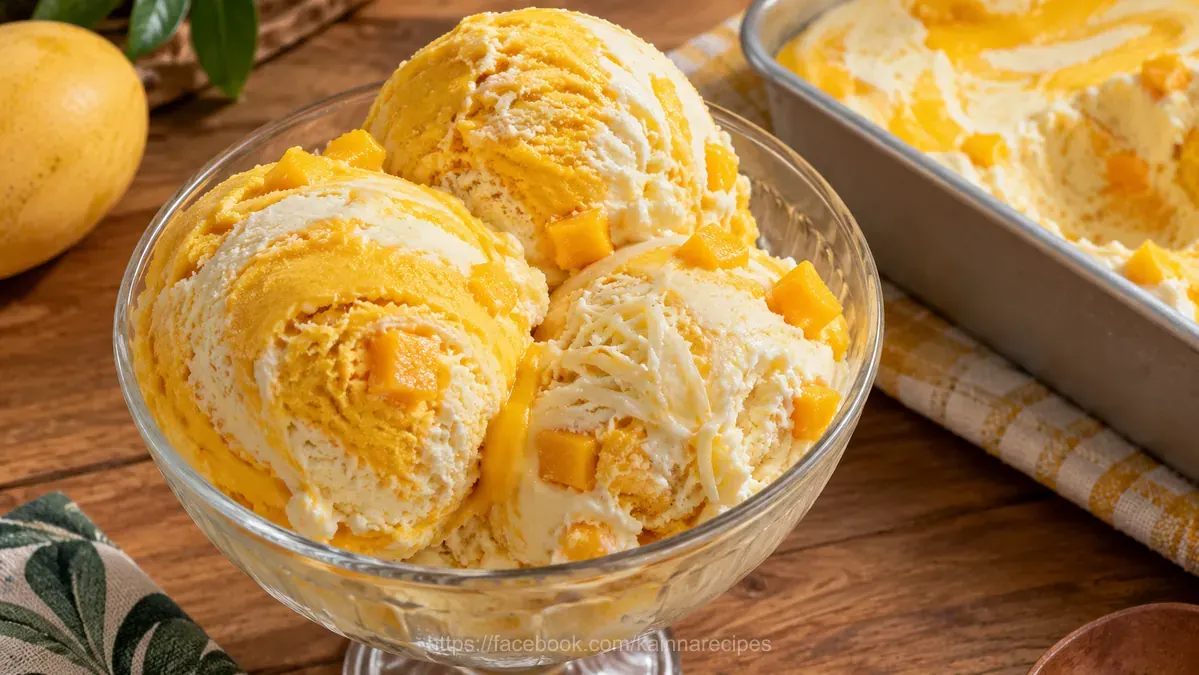 Mango and Cheese Swirl Ice Cream