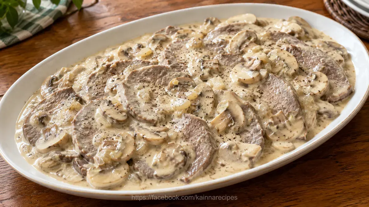 Creamy Lengua in White Sauce with Mushroom
