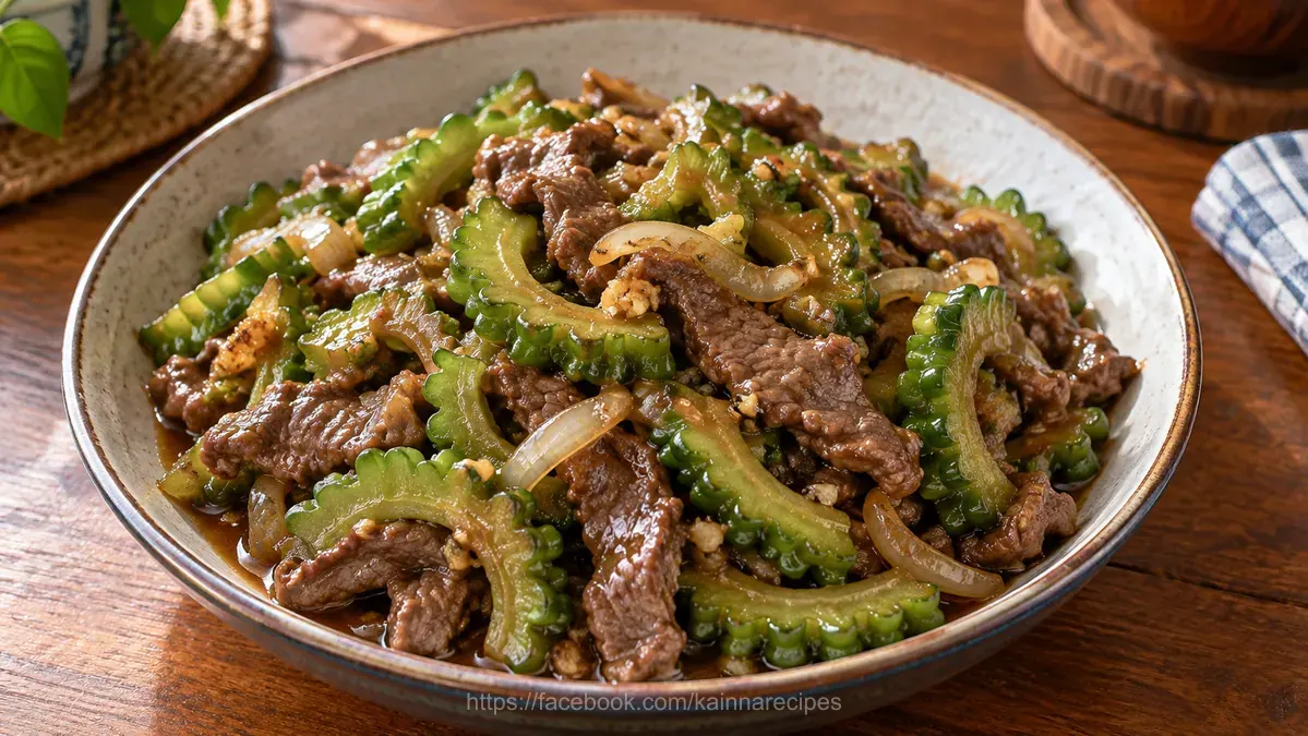 Beef in Oyster Sauce Stir Fry with Ampalaya