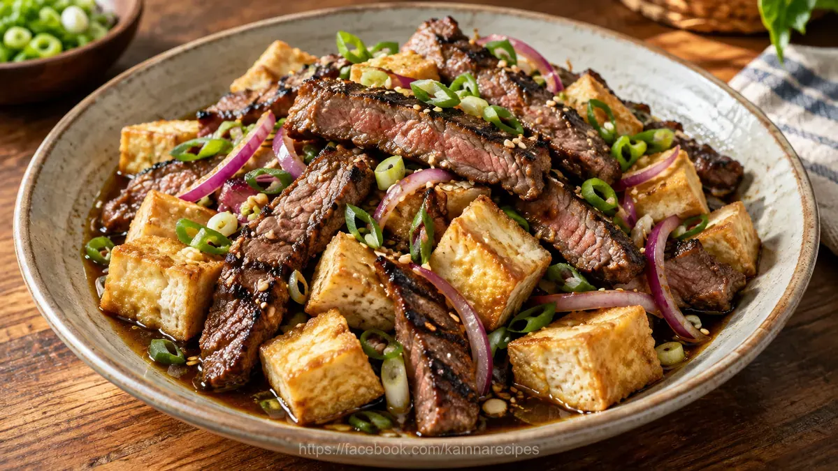 Tokwat Baka (Fried Tofu and Grilled Beef in Vinegar Sauce)