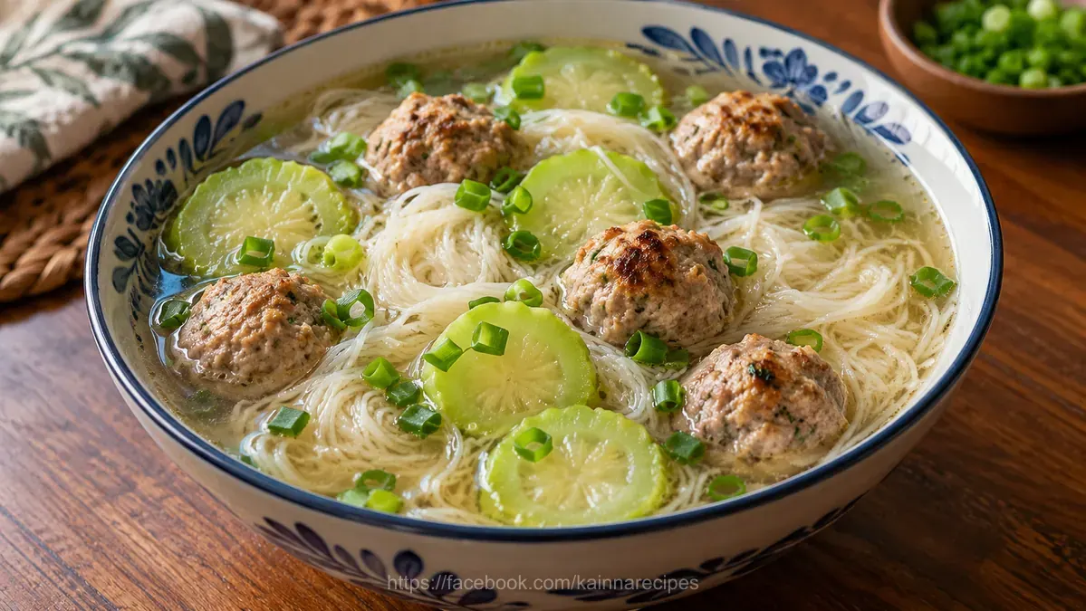 Misua with Patola and Meatballs