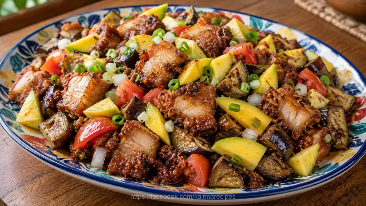 Crispy Pork, Mango and Eggplant Binagoongan