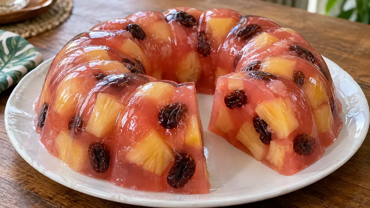 Gulaman with Pineapples and Raisins