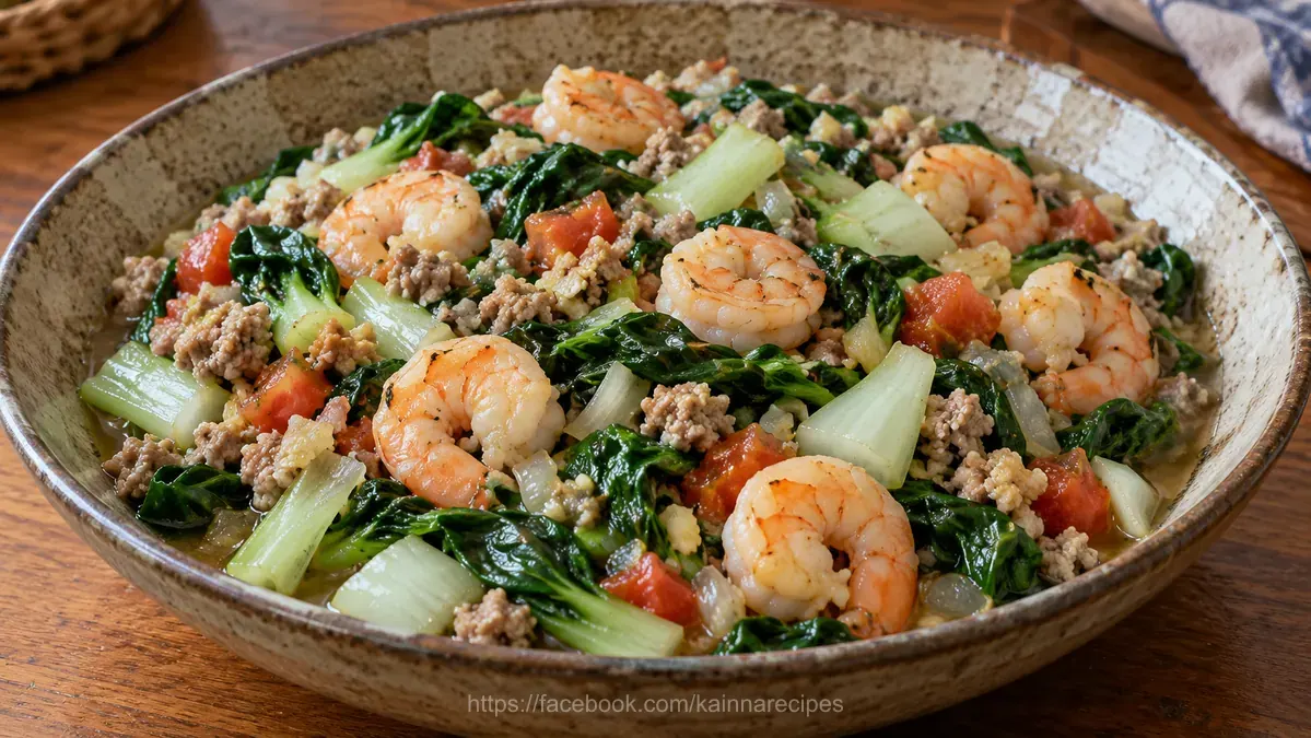 Ginisang Pechay with Ground Pork and Shrimp