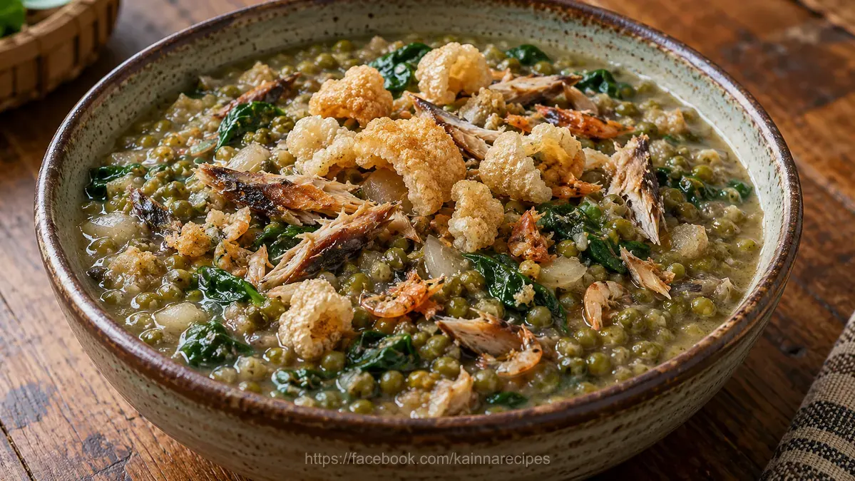 Ginisang Munggo with Chicharon, Tinapa and Hibe