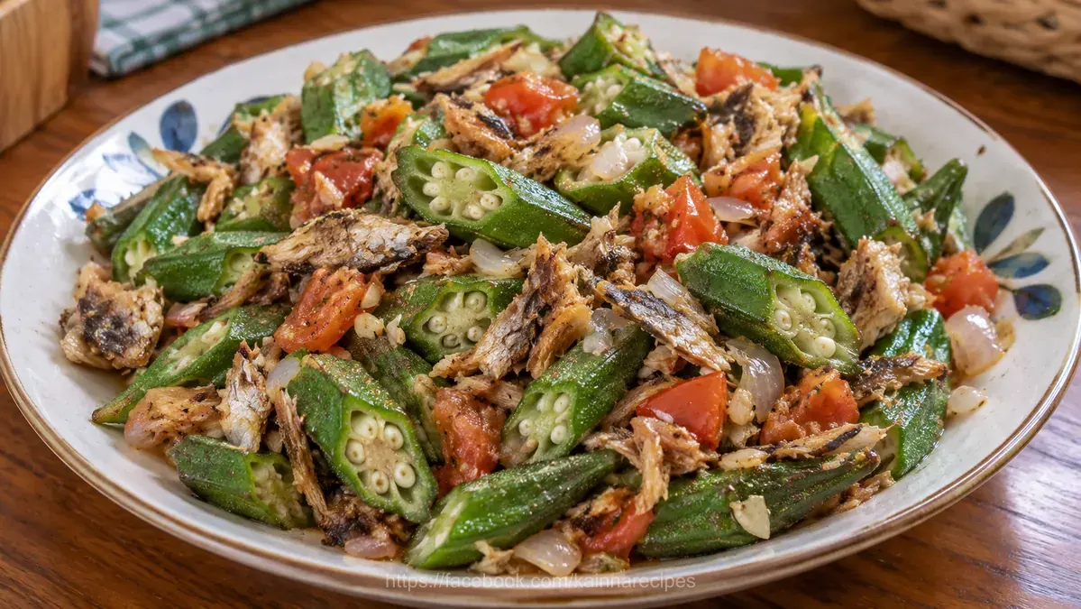 Ginisang Okra with Fish Flakes