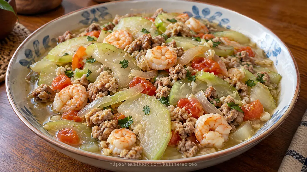 Ginisang Upo with Ground Pork and Shrimp
