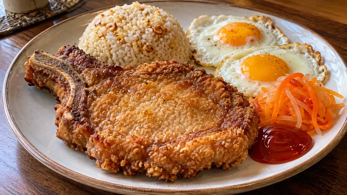 Oven Baked Pork Chop Silog with Atchara