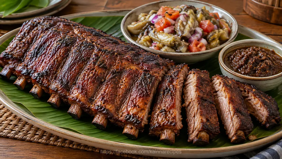 Grilled St. Louis Style Ribs with Ensaladang Talong and Bagoong