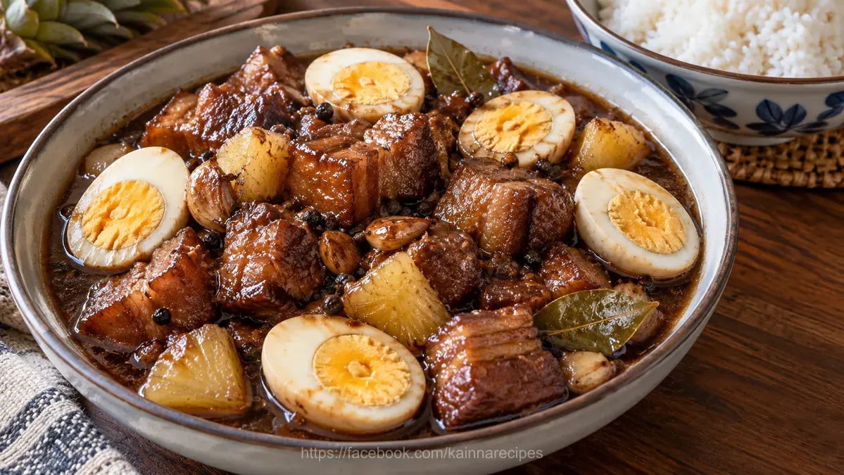 Pork Adobo in Pineapple Juice with Boiled Egg