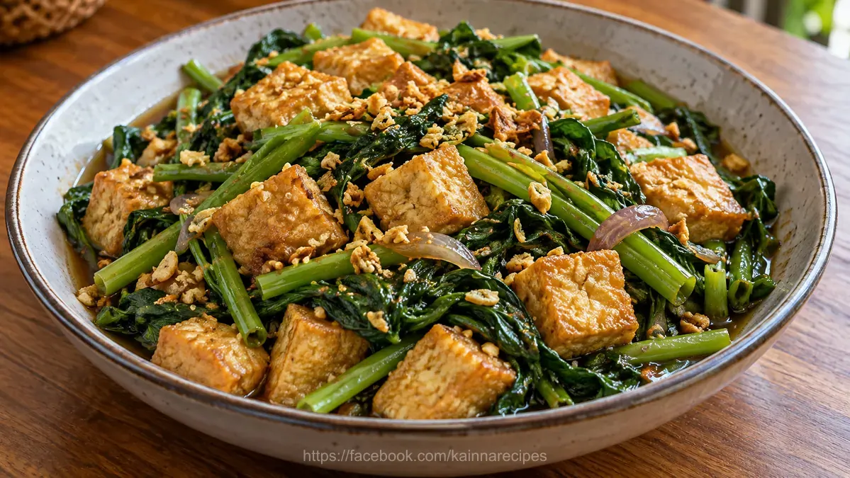 Garlic Tokwa and Kangkong in Oyster Sauce