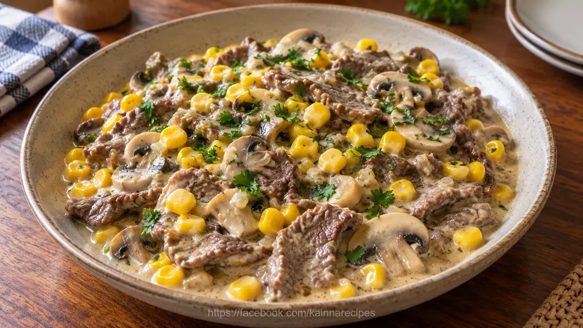 Beef with Corn and Mushroom