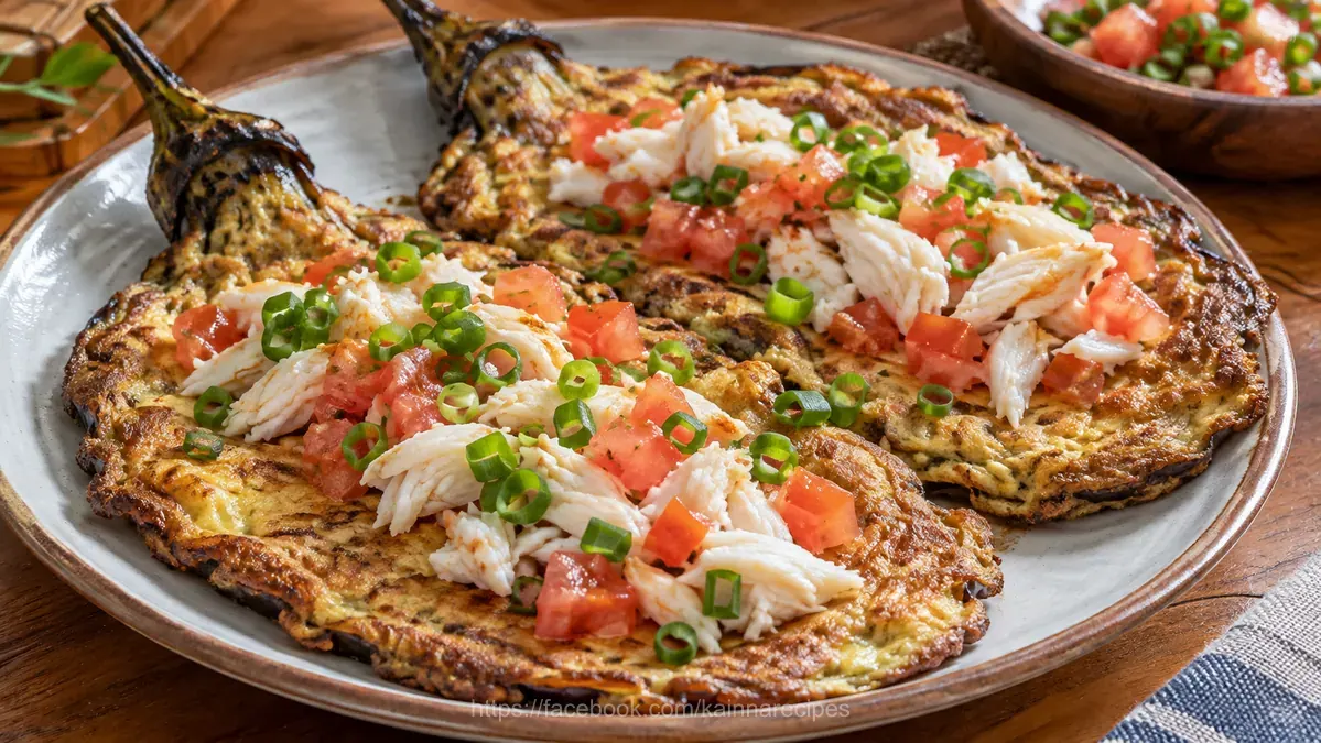 Tortang Talong with Crab Meat (Eggplant Omelet with Crab)