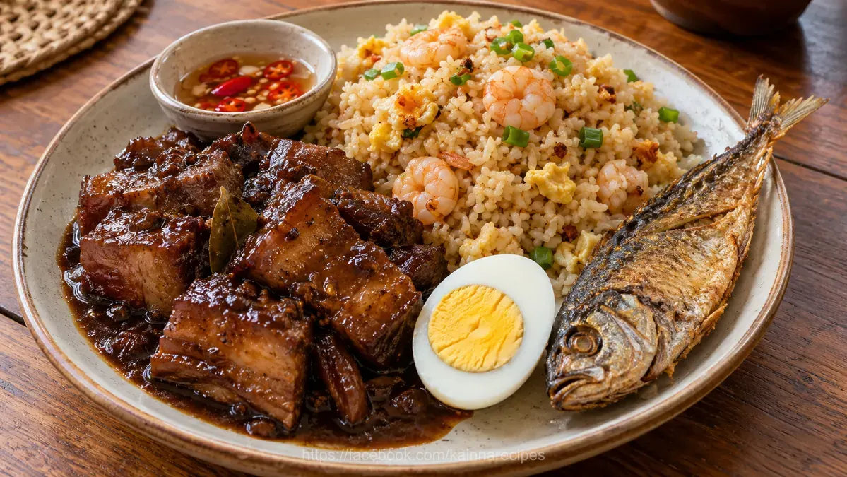 Pork Adobo Paksiw with Jeprox and Shrimp Fried Rice