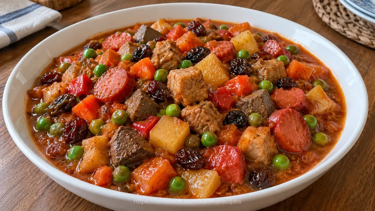 Menudo with Raisins and Green Peas
