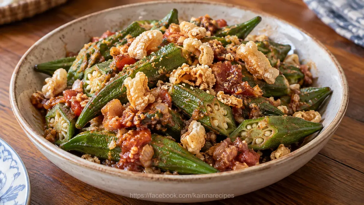 Binagoongang Okra with Chicharon Bits