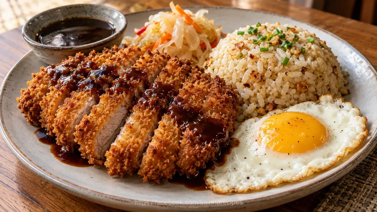 Tonkatsu Sinangag at Itlog