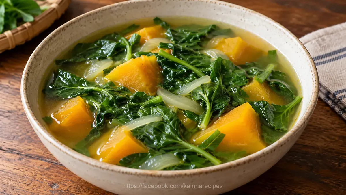 Kalabasa Soup with Ampalaya Leaves