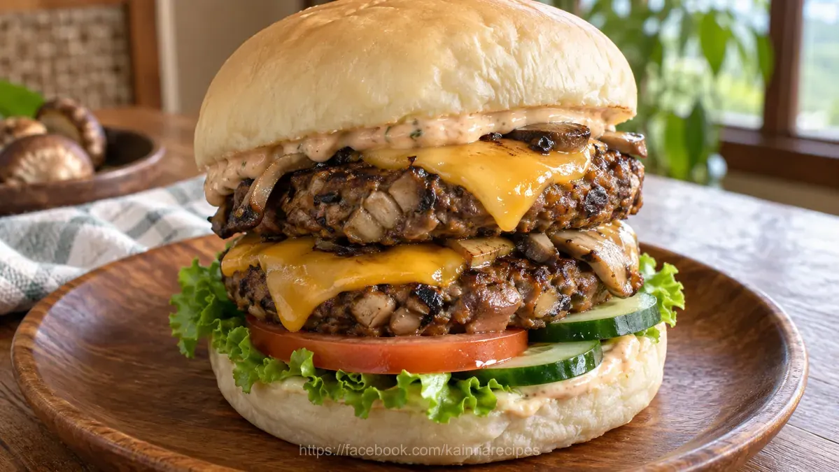 Double Cheese Mushroom Burger