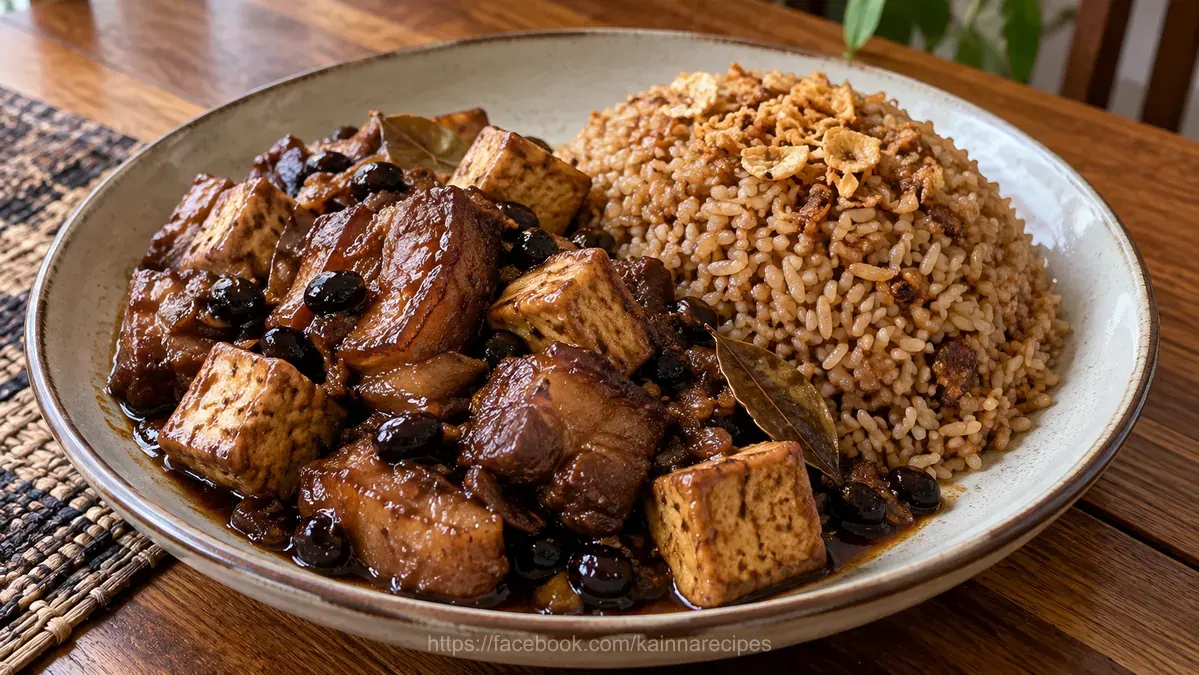 Pork Adobo with Tokwa and Tausi and Garlic Fried Rice Adobo
