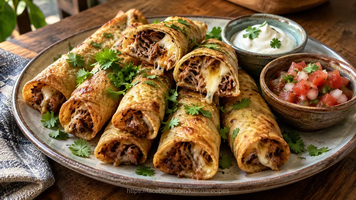 Cheesy Pulled Pork Lechon Taquitos