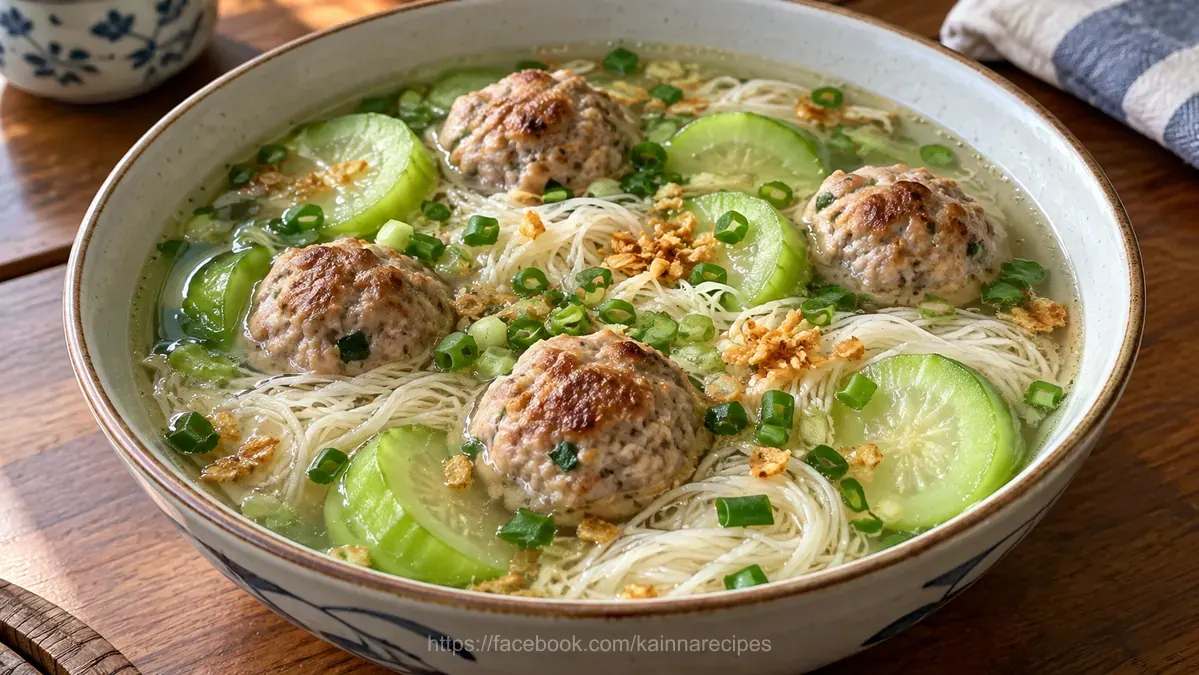 Pork Bola Bola Soup with Misua and Patola