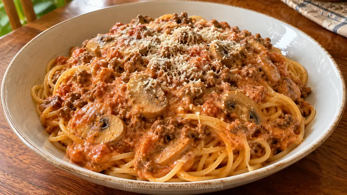 Creamy Tomato Mushroom Spaghetti