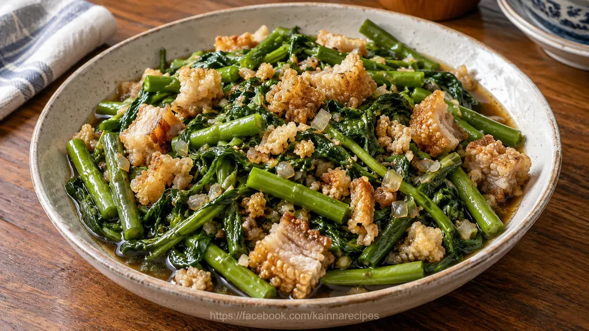 Adobong Sitaw at Kangkong with Chicharon