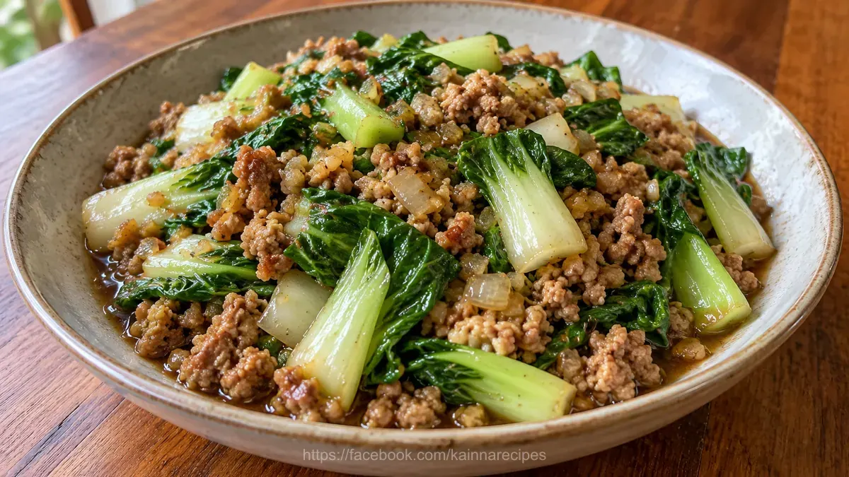 Ginisang Pechay at Giniling with Oyster Sauce