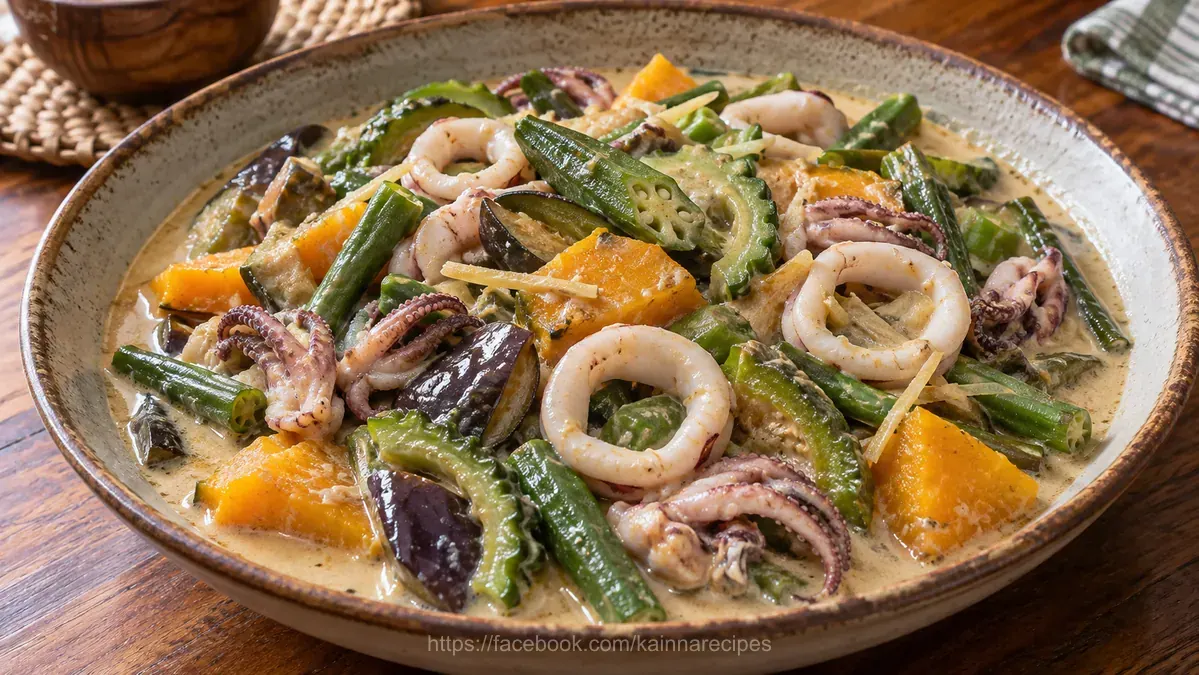 Pinakbet with Squid in Coconut Milk (Pinakbet sa Gata)