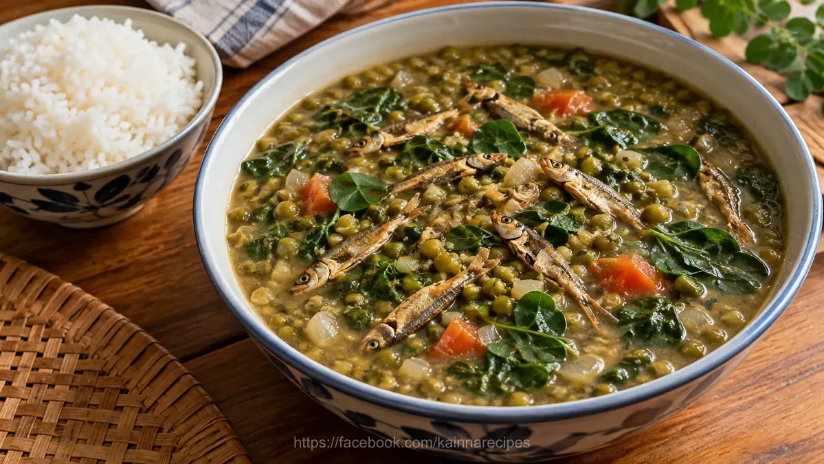 Monggo Guisado with Dilis and Malunggay (Mung Bean Stew with Dried Anchovies)