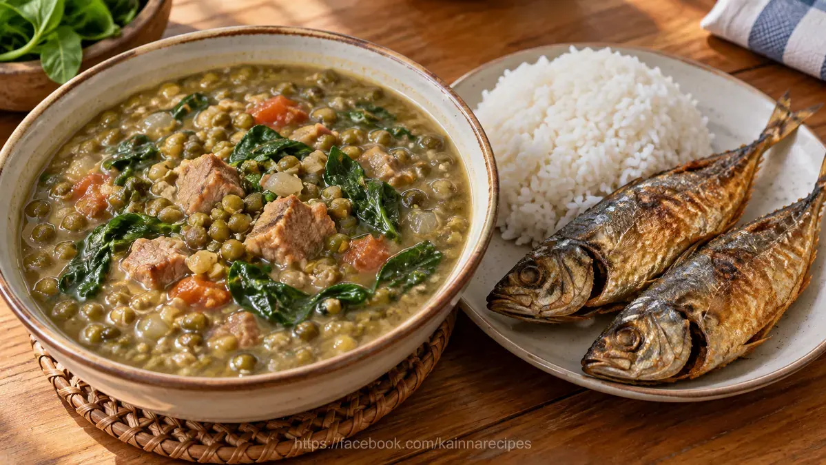 Pork Monggo with Crispy Galunggong