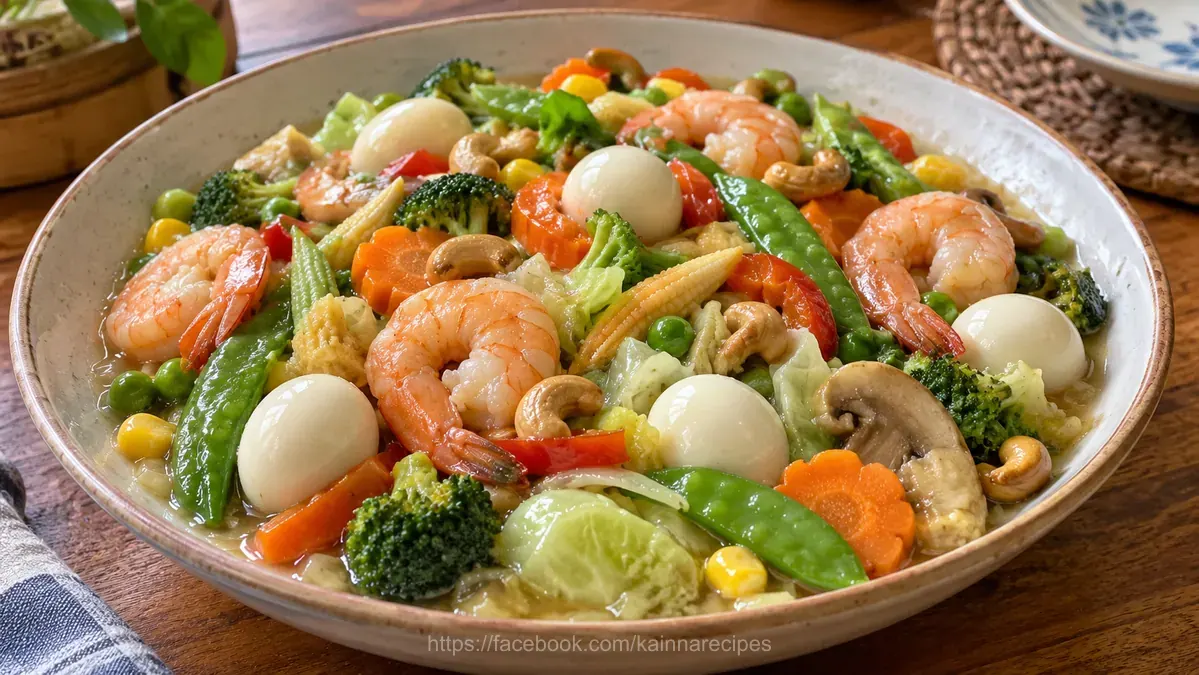 Sipo Egg (Mixed Vegetables with Shrimps and Quail Eggs)