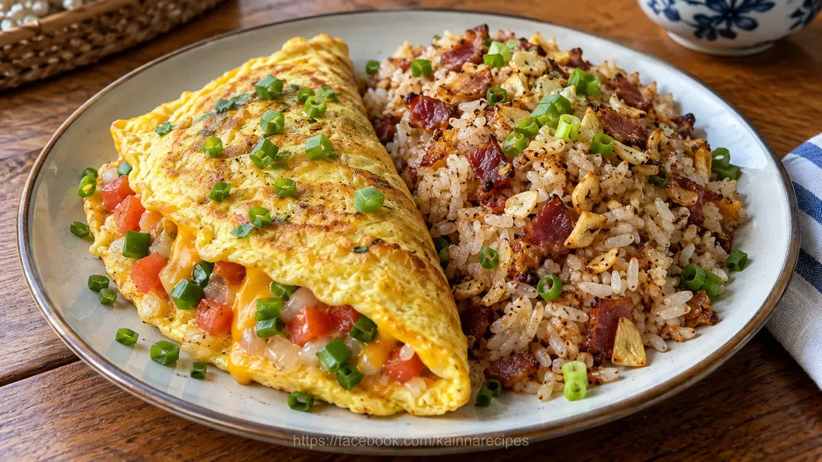 Pinoy Breakfast Omelet and Bacon Garlic Fried Rice