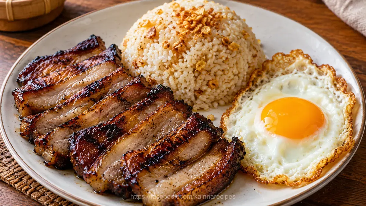 Grilled Pork Belly with Garlic Fried Rice and Fried Egg – Liempo Sinangag Itlog