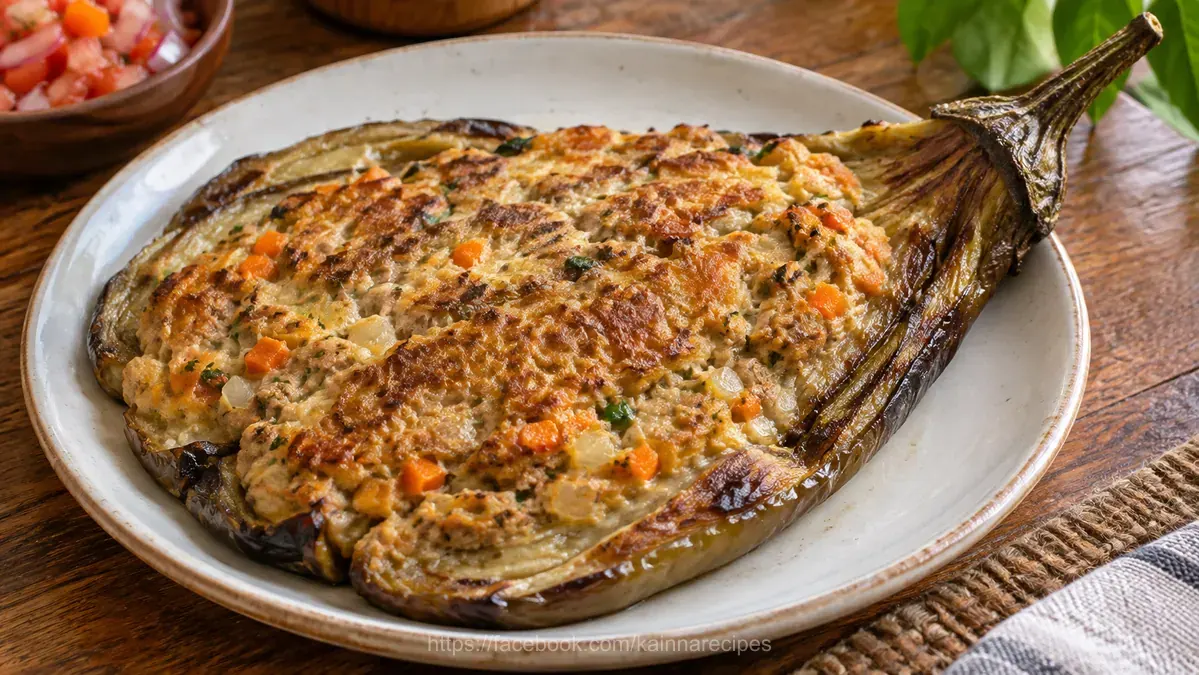 Stuffed Eggplant with Ground Chicken (Relyenong Talong)