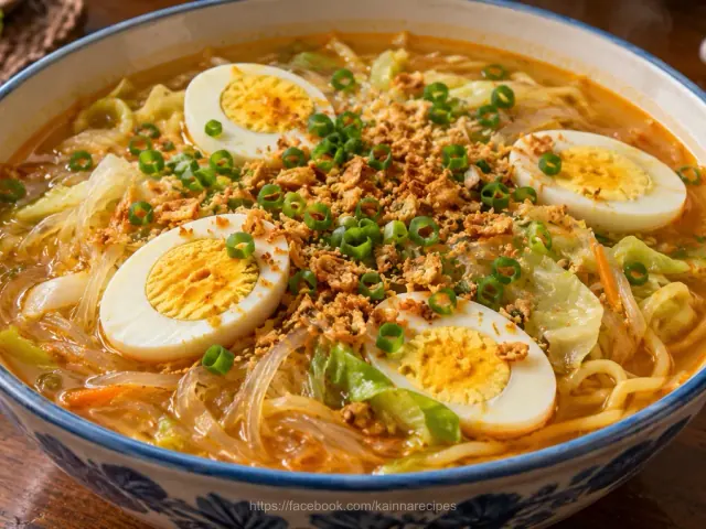 Sotanghon and Egg Noodle Soup