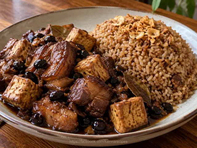Pork Adobo with Tokwa and Tausi and Garlic Fried Rice Adobo